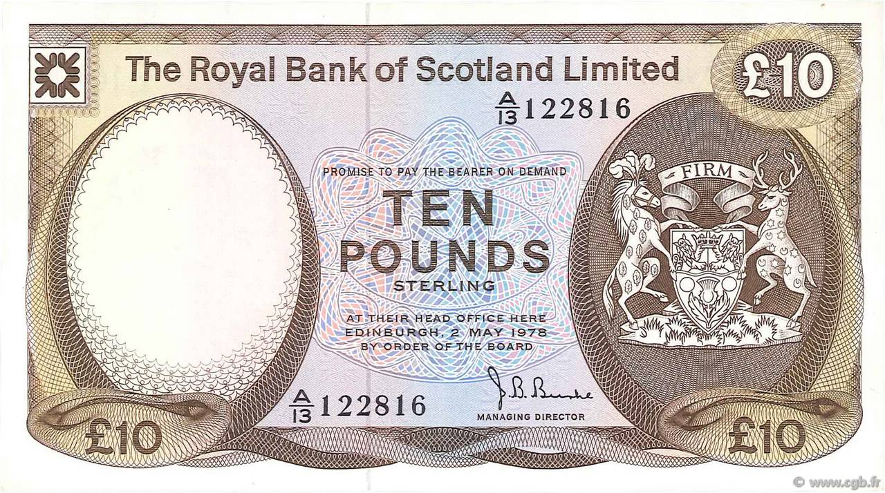 10 Pounds SCOTLAND  1978 P.338a EBC