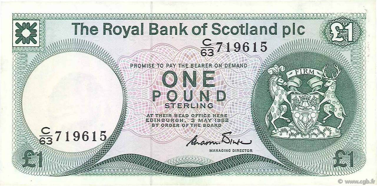 1 Pound SCOTLAND  1982 P.341a AU
