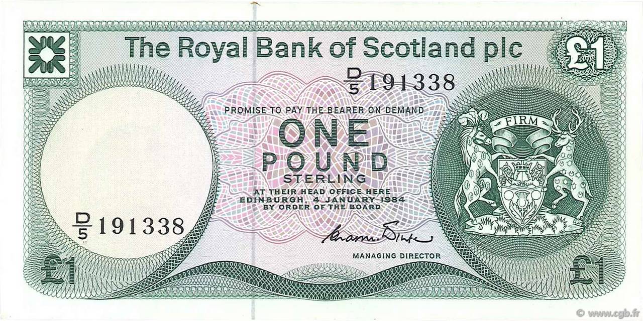 1 Pound SCOTLAND  1984 P.341b VZ