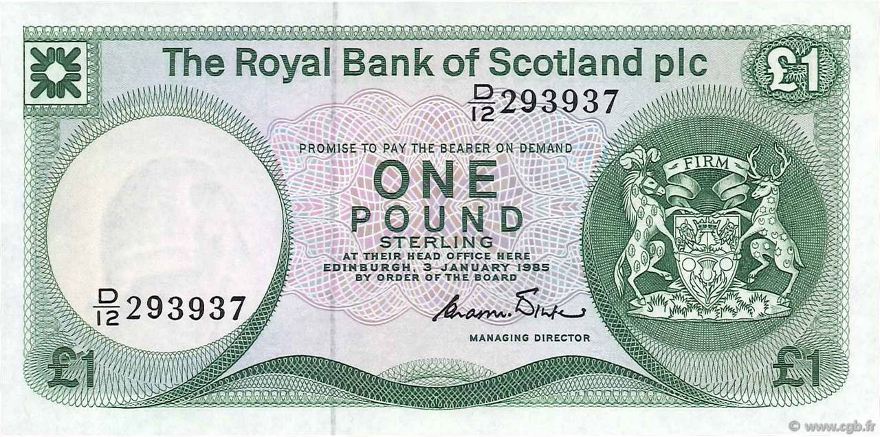 1 Pound SCOTLAND  1985 P.341b UNC