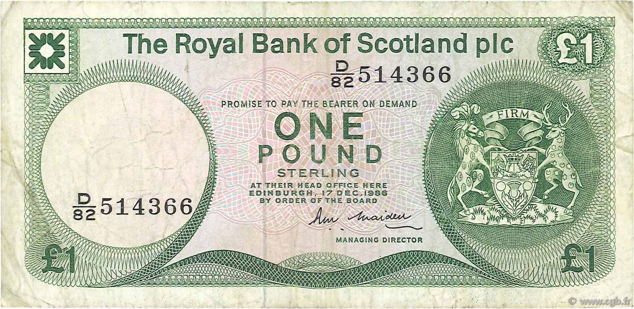 1 Pound SCOTLAND  1986 P.341Ab MB