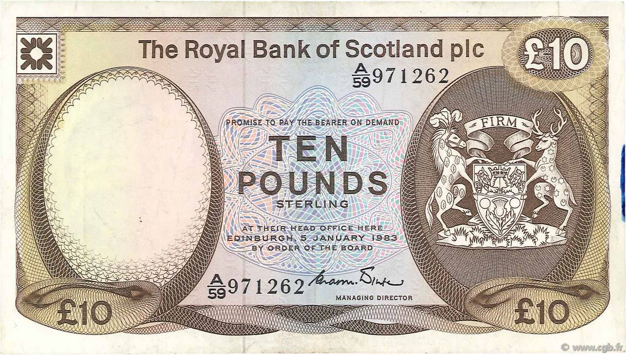 10 Pounds SCOTLAND  1983 P.343a VF