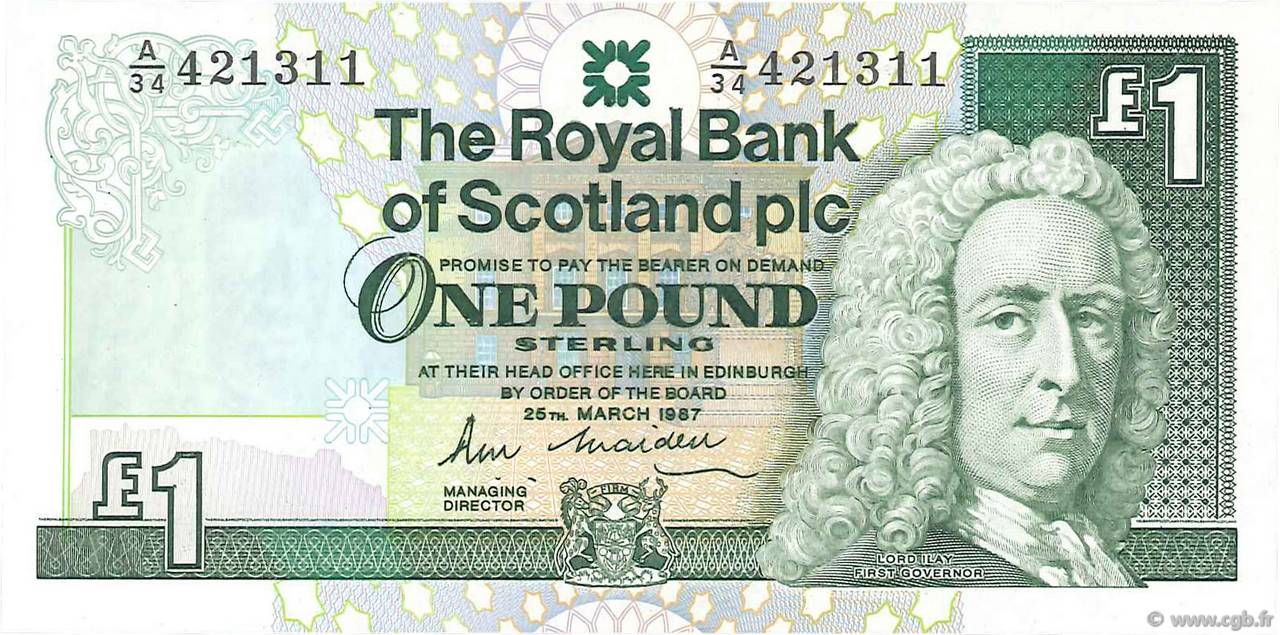 1 Pound SCOTLAND  1987 P.346a FDC