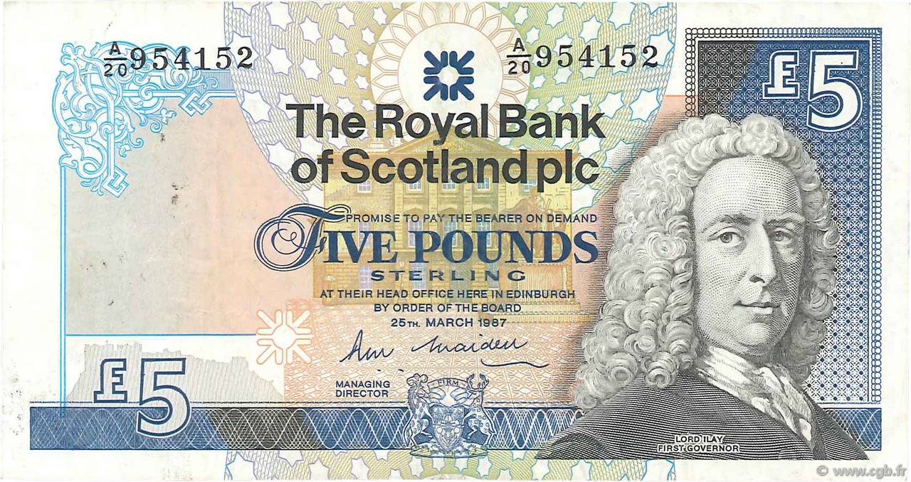 5 Pounds SCOTLAND  1987 P.347a VF