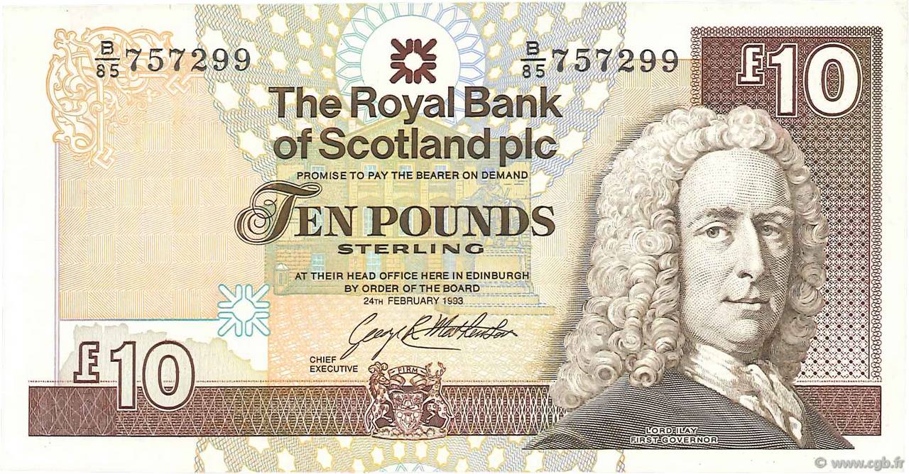 10 Pounds SCOTLAND  1993 P.353a XF+