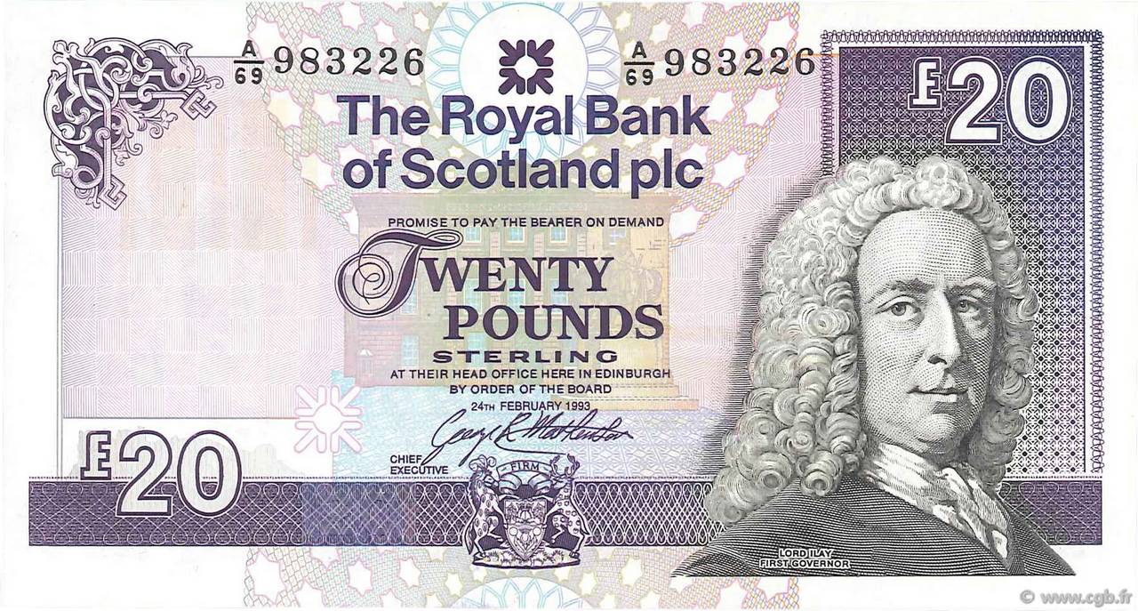 20 Pounds SCOTLAND  1993 P.354b fST+