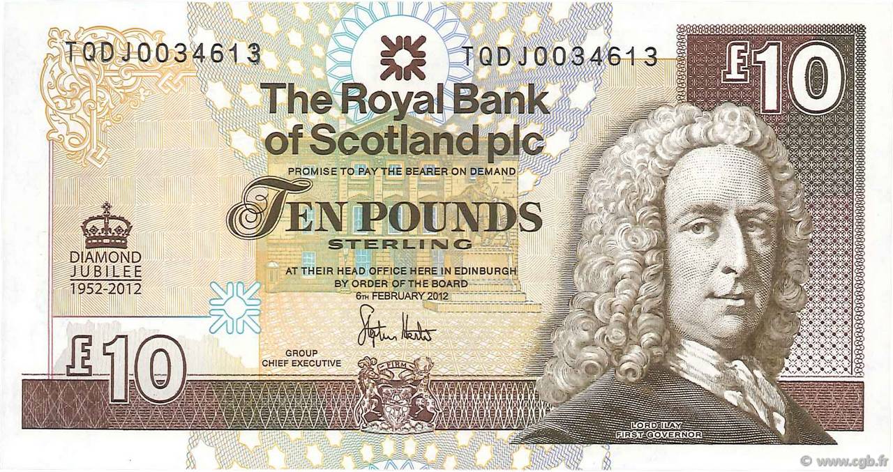 10 Pounds SCOTLAND  2012 P.368 UNC-