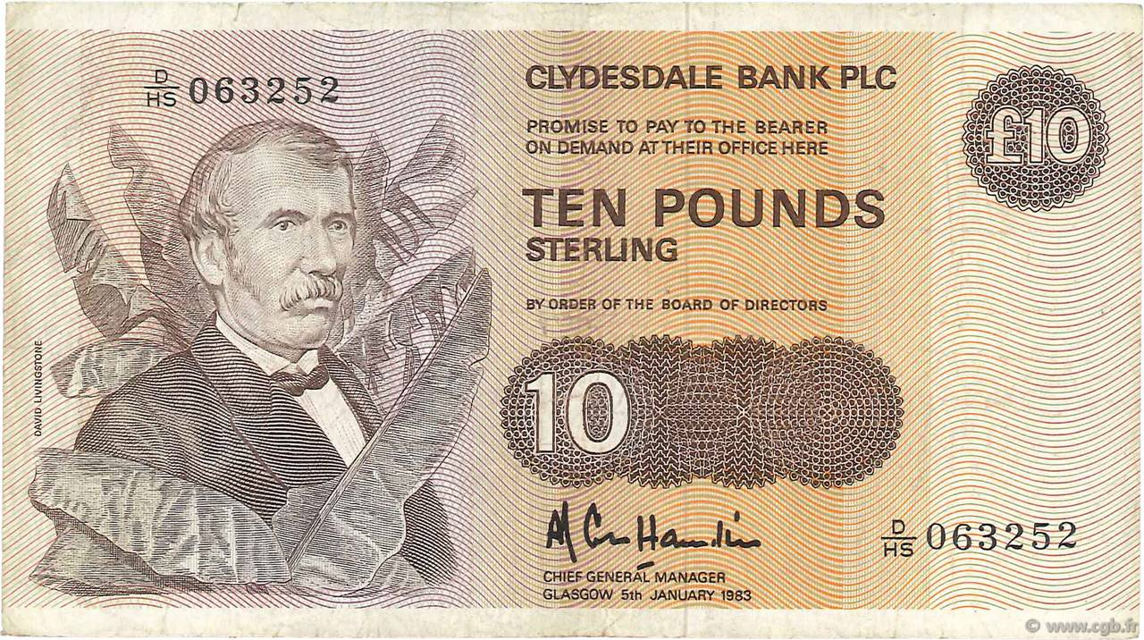 10 Pounds SCOTLAND  1983 P.213a F+