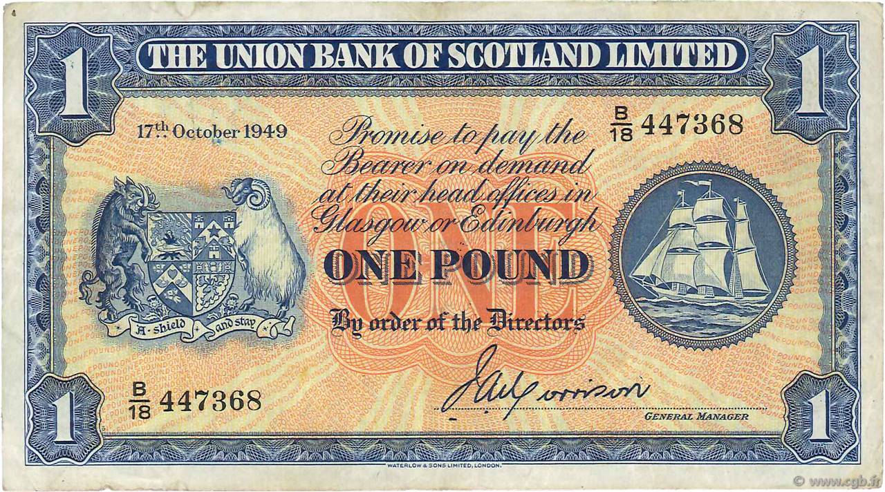 1 Pound SCOTLAND  1949 PS.816a BC+