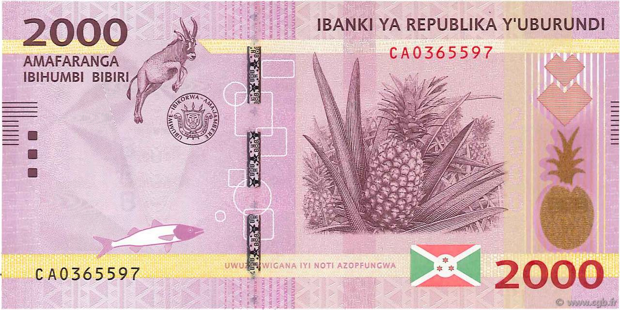 Burundi 2000 Francs p-52 2015 UNC Banknote 
