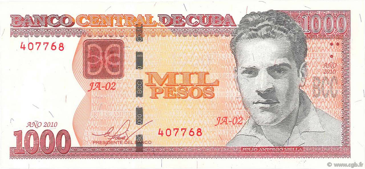 1000 Pesos KUBA  2010 P.132 fST+