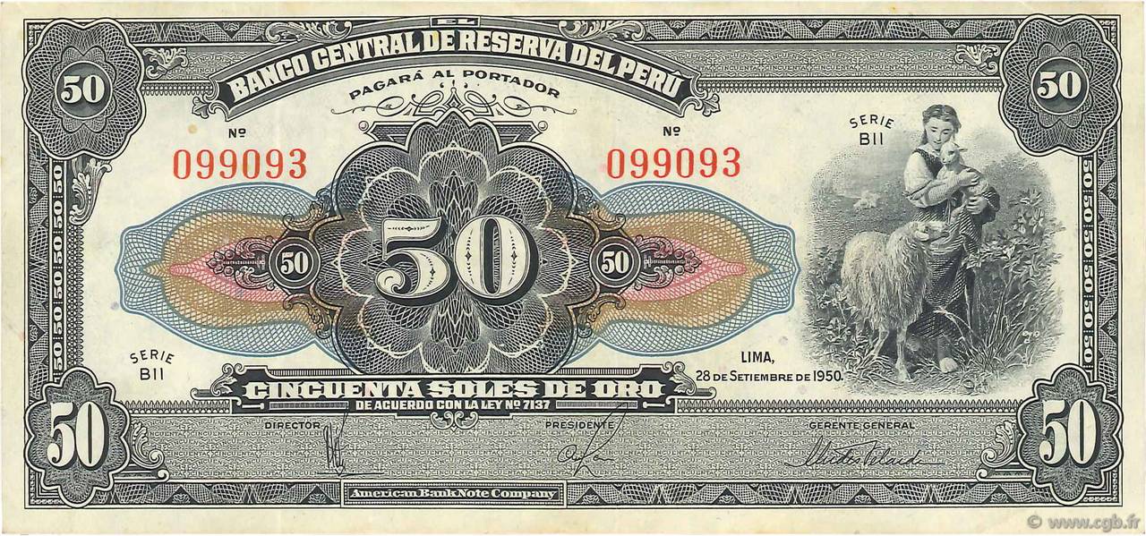 50 Soles PERU  1950 P.068Ac q.SPL