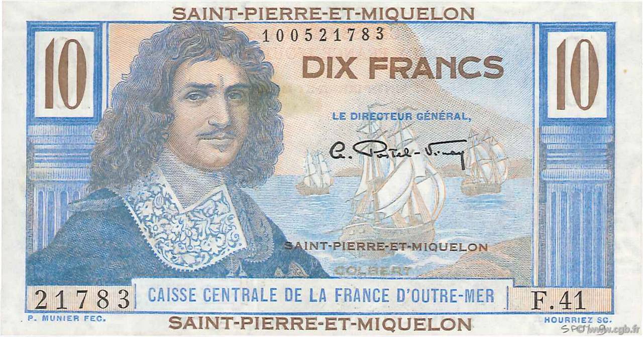 10 Francs Colbert SAINT-PIERRE UND MIQUELON  1946 P.23 fST+