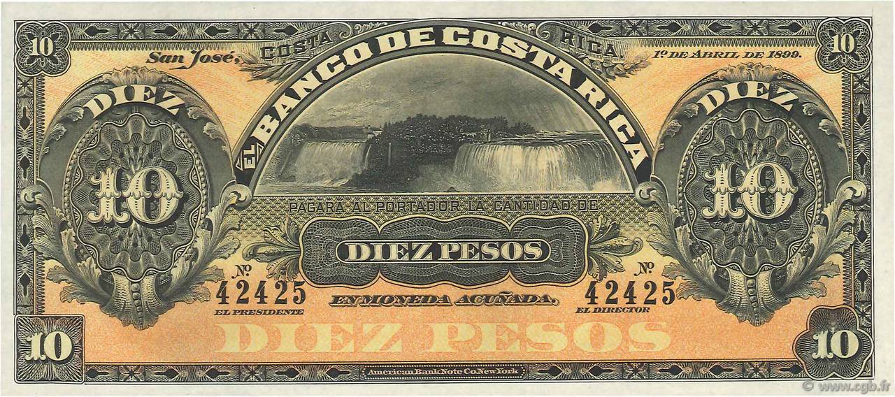 10 Pesos Non émis COSTA RICA  1899 PS.164r UNC