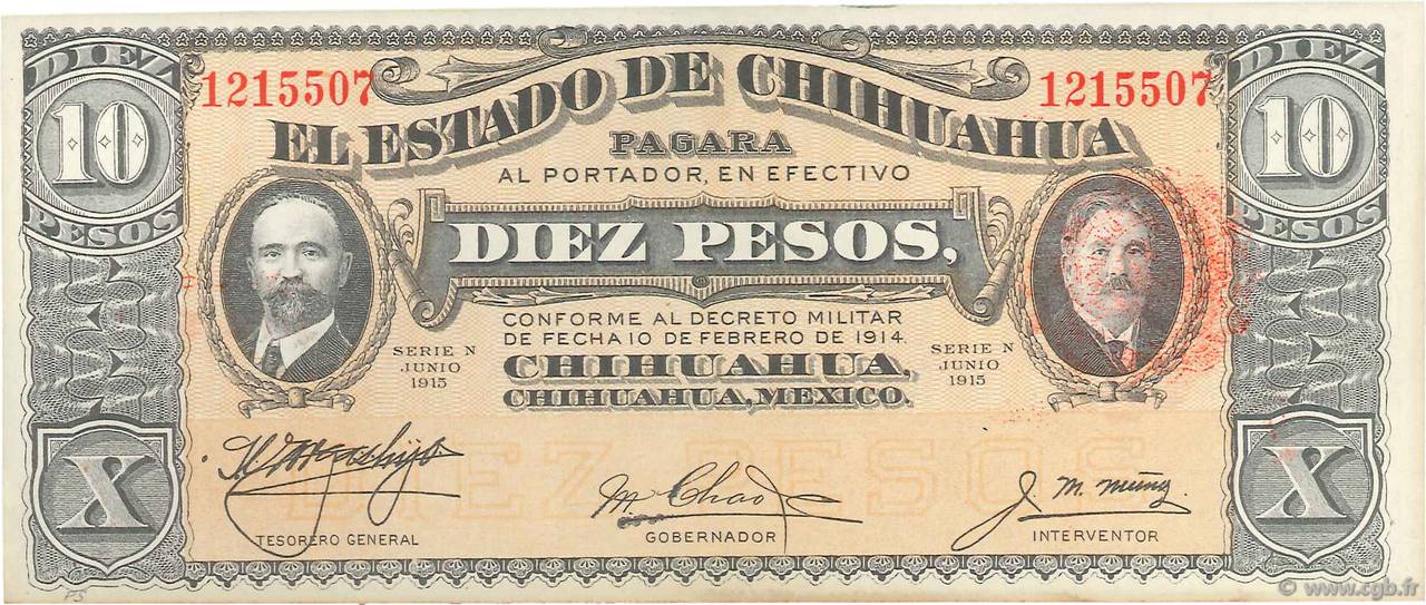 10 Pesos MEXIQUE  1915 PS.0535a pr.NEUF