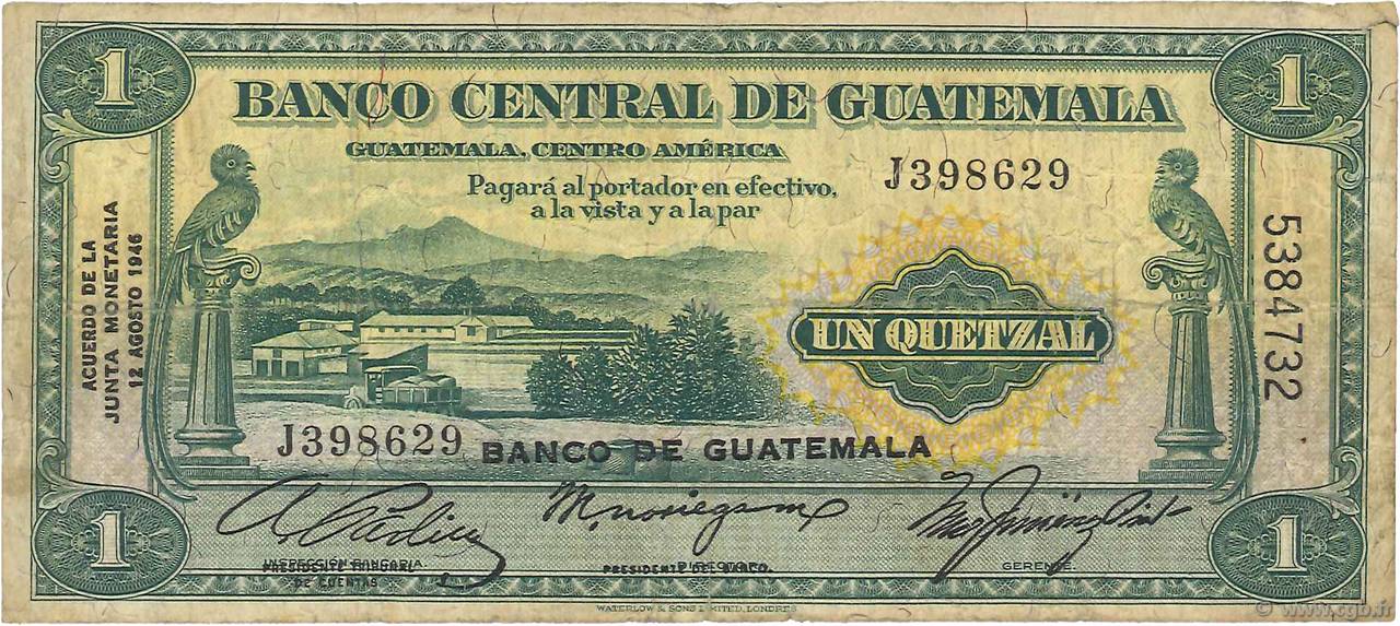 1 Quetzal GUATEMALA  1946 P.020 BC