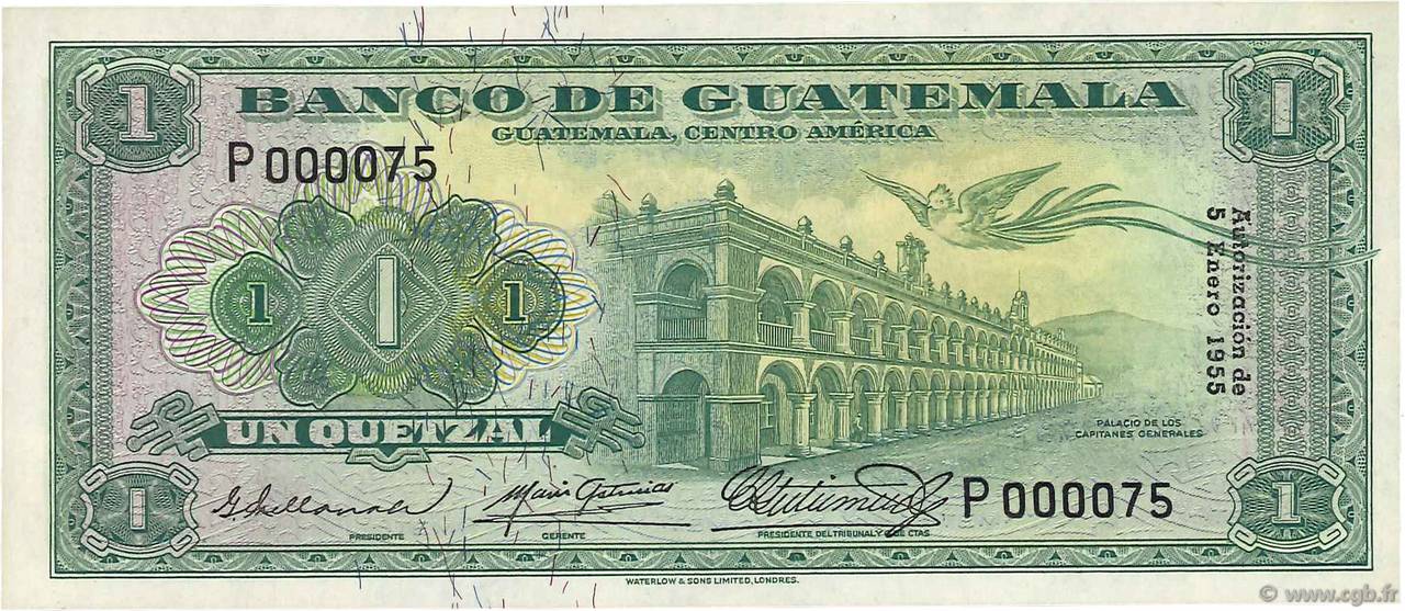 1 Quetzal GUATEMALA  1955 P.030 ST