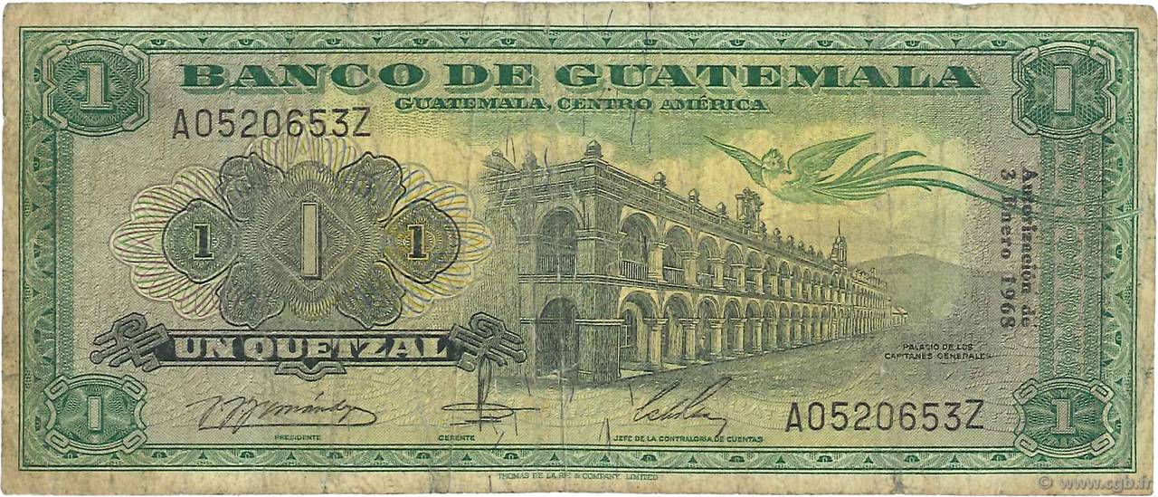 1 Quetzal GUATEMALA  1968 P.052e SGE