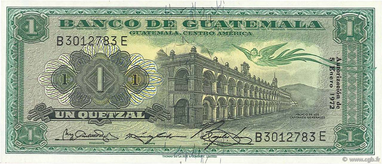 1 Quetzal GUATEMALA  1972 P.052i UNC