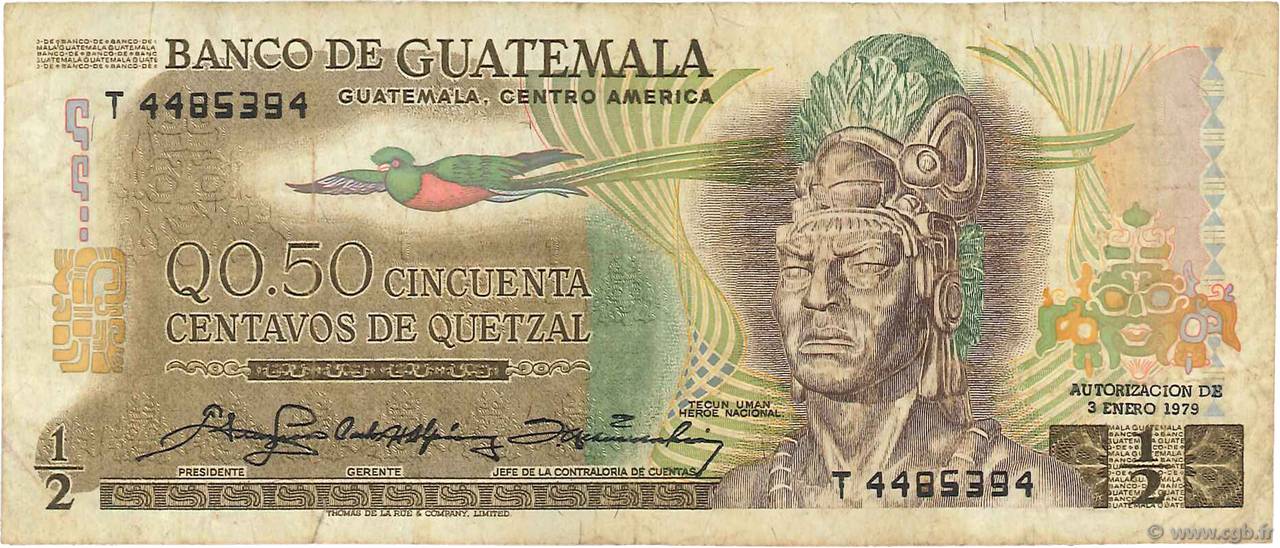 1/2 Quetzal GUATEMALA  1979 P.058c F