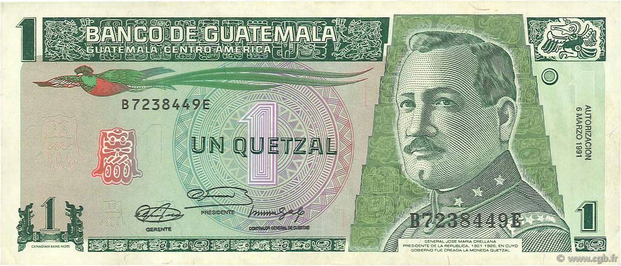 1 Quetzal GUATEMALA  1991 P.073b SS