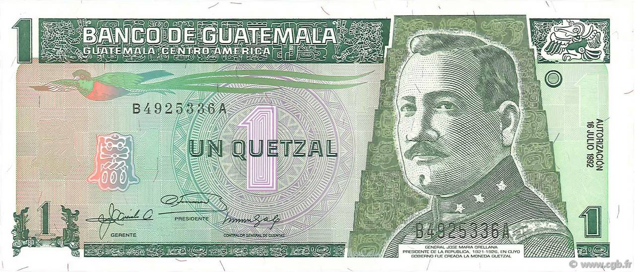 1 Quetzal GUATEMALA  1992 P.080 NEUF