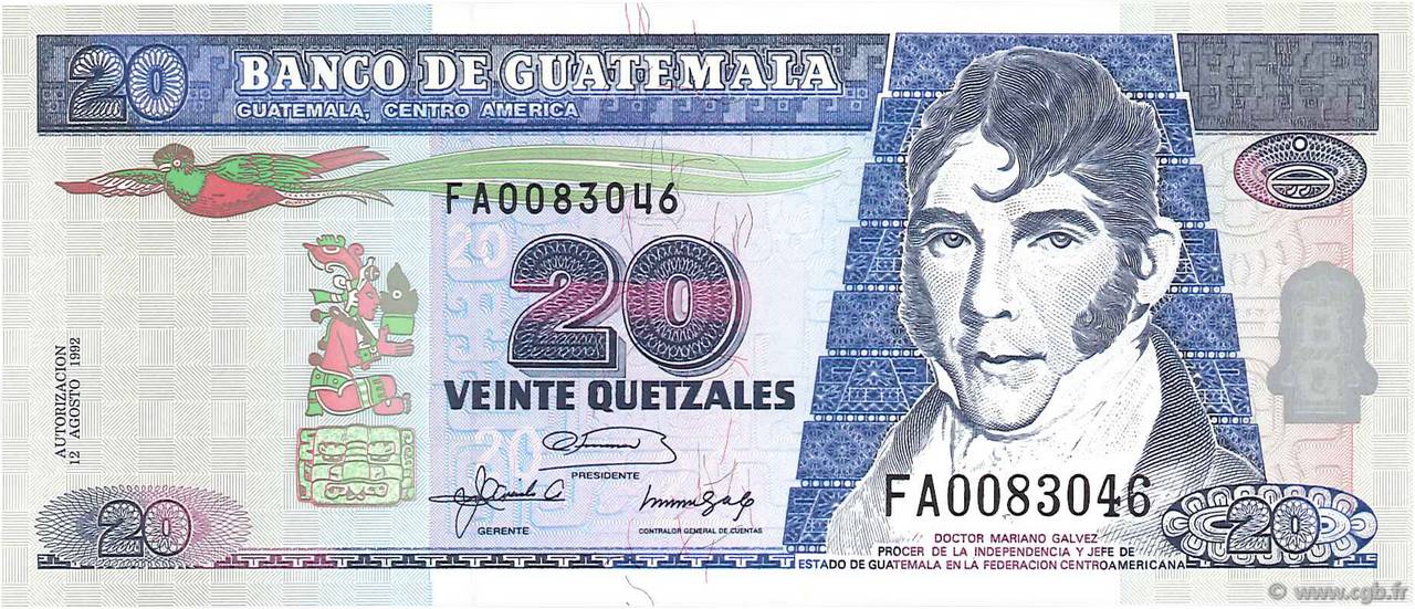 20 Quetzales GUATEMALA  1992 P.083 FDC
