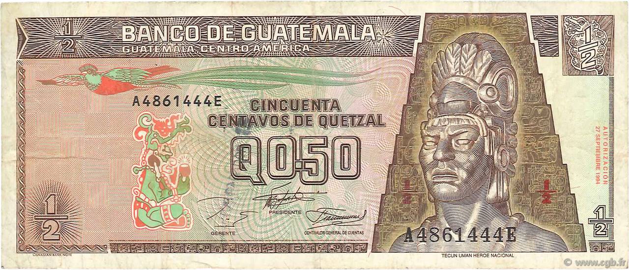 1/2 Quetzal GUATEMALA  1994 P.086b F+