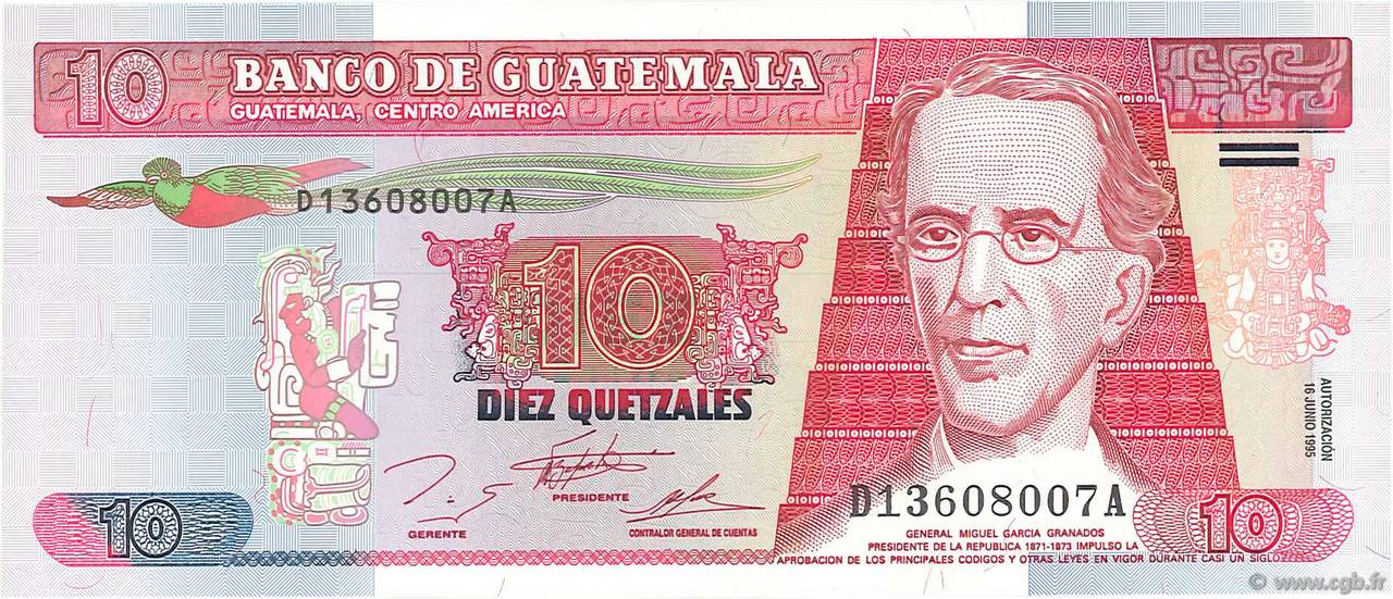 10 Quetzales GUATEMALA  1995 P.089 UNC