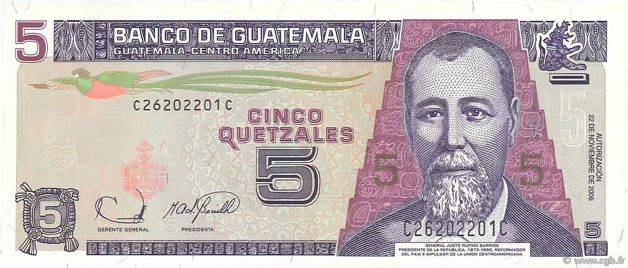 5 Quetzales GUATEMALA  2006 P.106b UNC