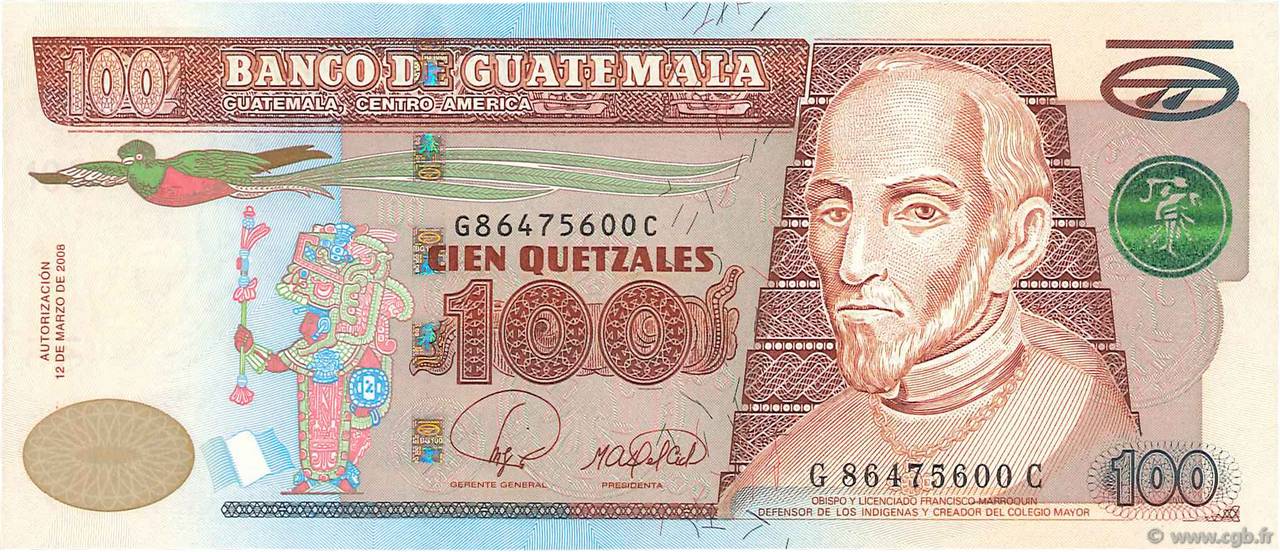 100 Quetzales GUATEMALA  2008 P.119 fST+