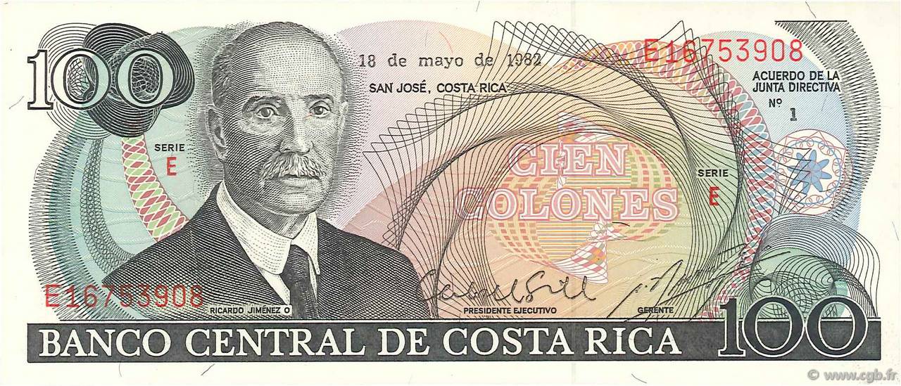 100 Colones COSTA RICA  1982 P.248b fST+