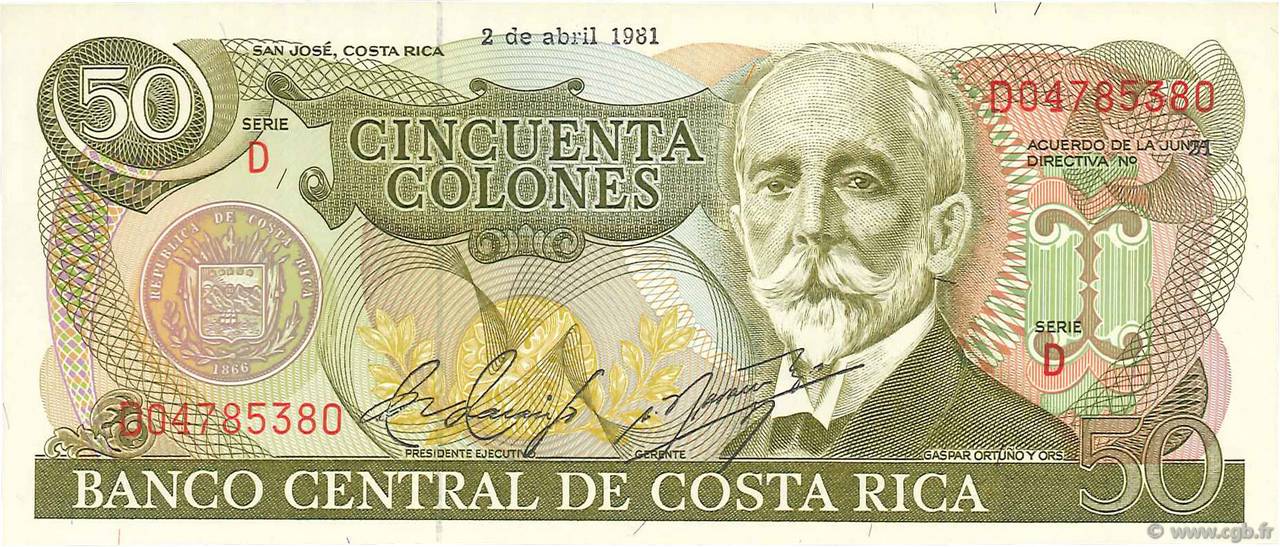 50 Colones COSTA RICA  1981 P.251a NEUF