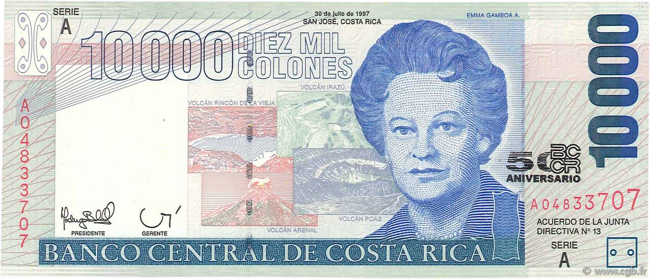 10000 Colones COSTA RICA  1997 P.273 UNC