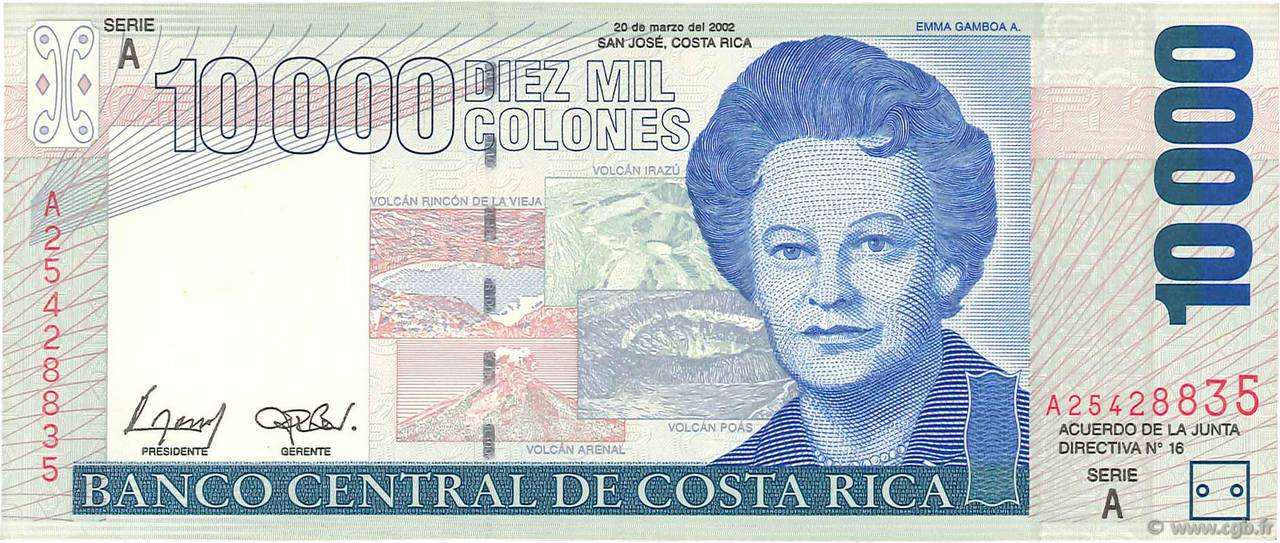 10000 Colones COSTA RICA  2002 P.267b pr.NEUF