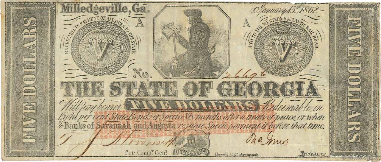 5 Dollars STATI UNITI D AMERICA  1862 PS.0852 BB