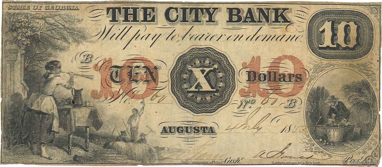 10 Dollars UNITED STATES OF AMERICA  1853 Haxby.G.08a F