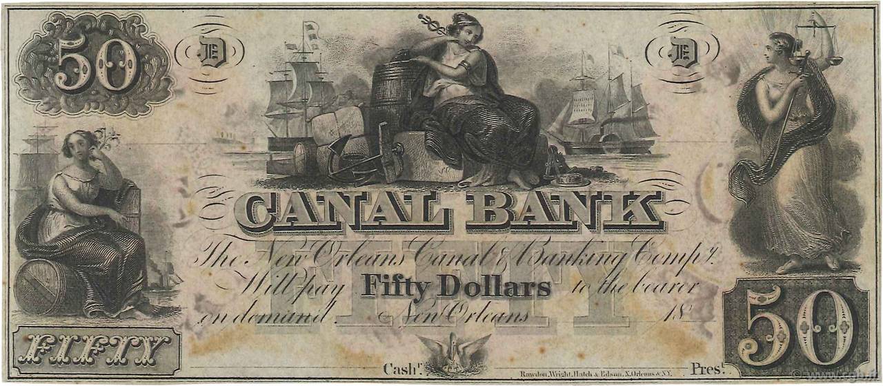50 Dollars STATI UNITI D AMERICA Nouvelle Orléans 1850 Haxby.G.48a AU