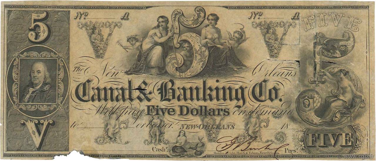 5 Dollars STATI UNITI D AMERICA Nouvelle Orléans 1840 Haxby.G.10 BB