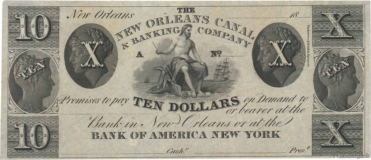 10 Dollars STATI UNITI D AMERICA Nouvelle Orléans 1830 Haxby.G.84 AU
