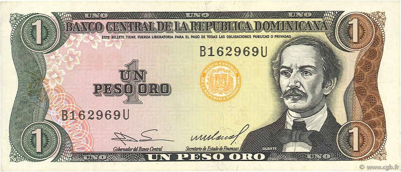 1 Peso Oro DOMINICAN REPUBLIC  1984 P.126a VF