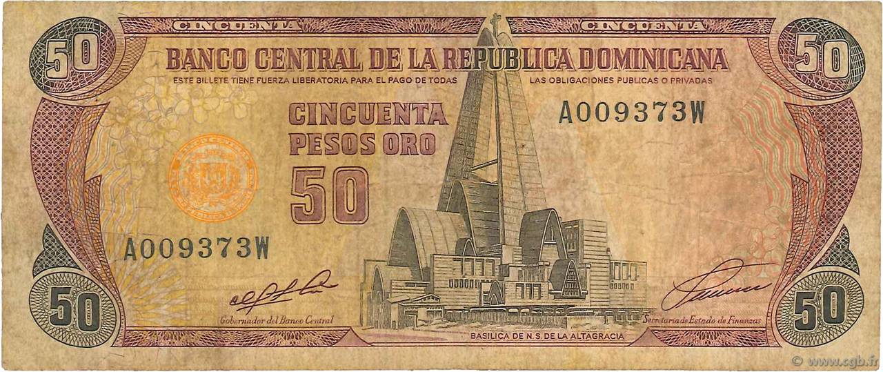 50 Pesos Oro RÉPUBLIQUE DOMINICAINE  1991 P.135a RC