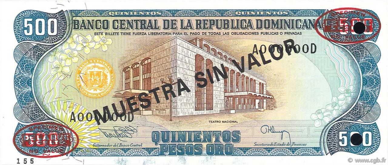 500 Pesos Oro Spécimen RÉPUBLIQUE DOMINICAINE  1994 P.137s3 ST