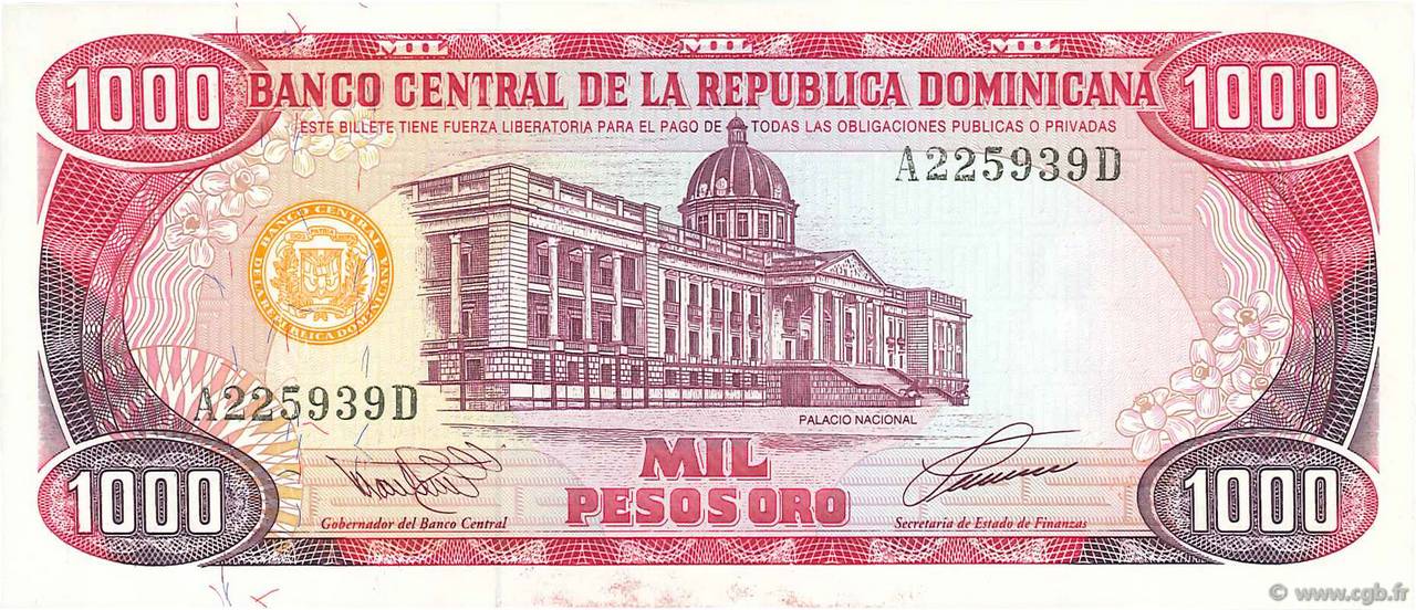 1000 Pesos Oro DOMINICAN REPUBLIC  1993 P.145a UNC