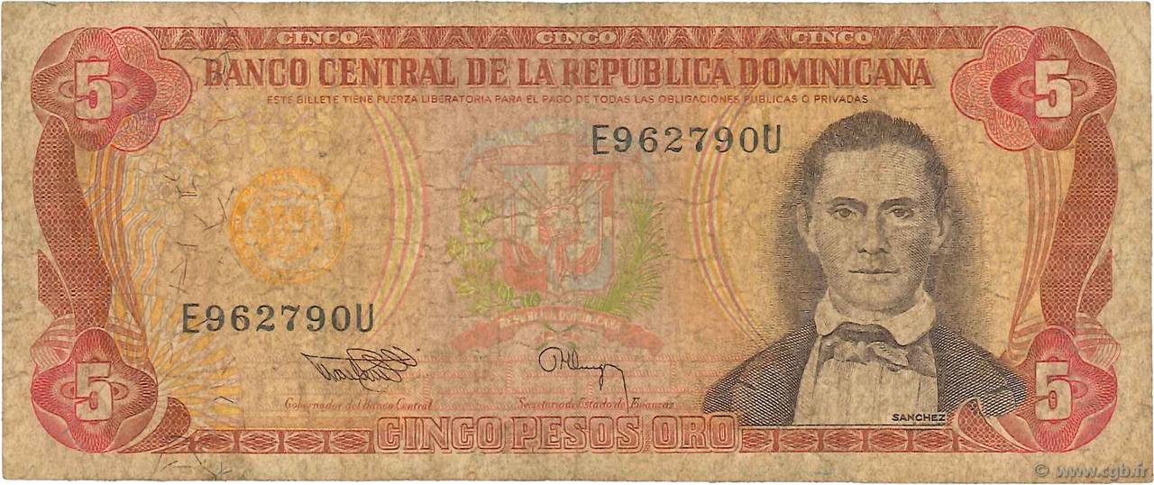 5 Pesos Oro DOMINICAN REPUBLIC  1994 P.146a G