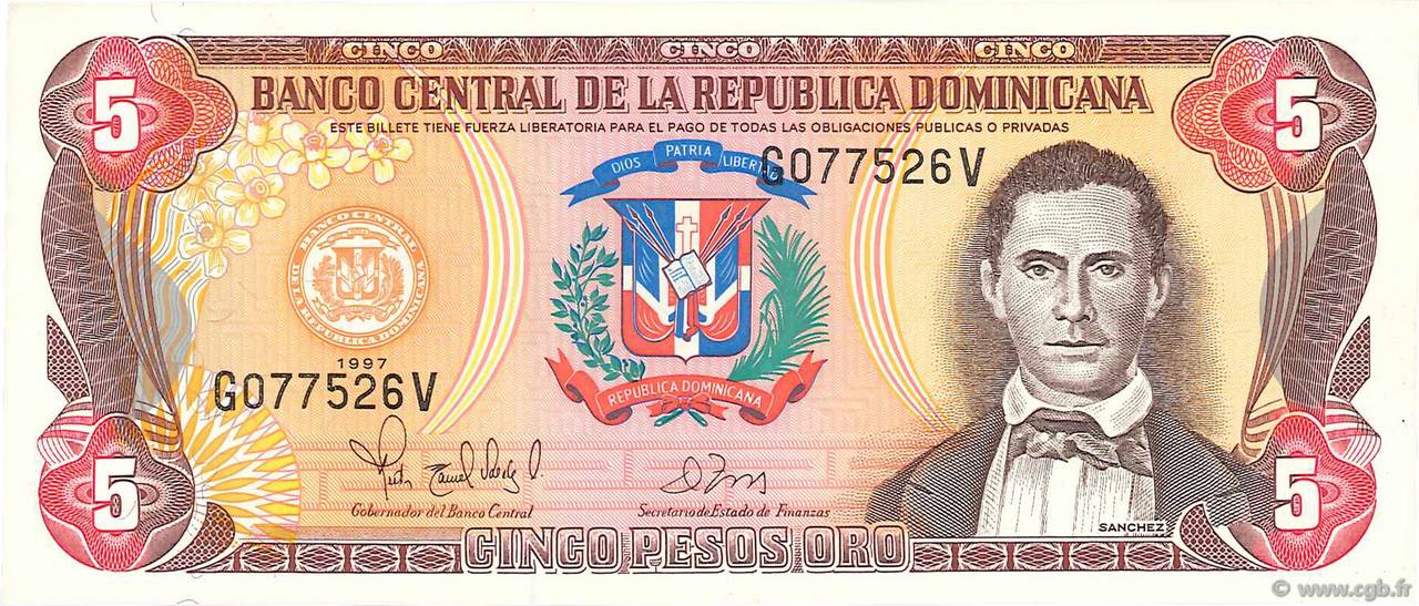5 Pesos Oro RÉPUBLIQUE DOMINICAINE  1997 P.152b SC