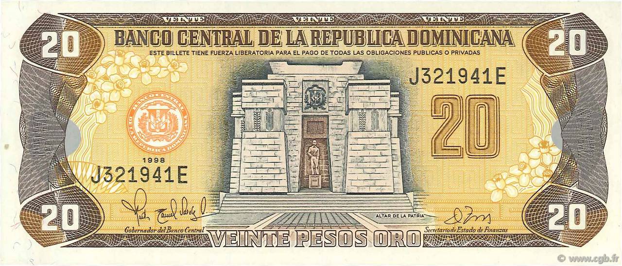 20 Pesos Oro RÉPUBLIQUE DOMINICAINE  1998 P.154b pr.NEUF