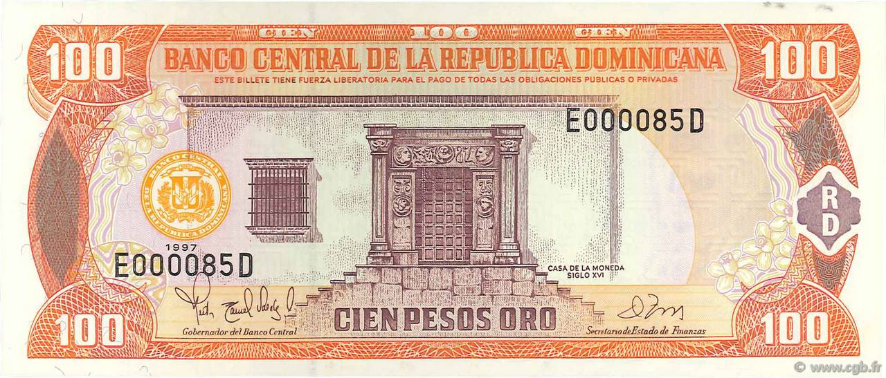 100 Pesos Oro RÉPUBLIQUE DOMINICAINE  1997 P.156a UNC