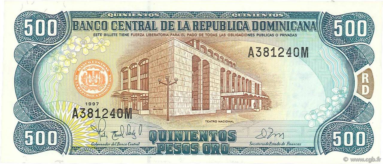 500 Pesos Oro DOMINICAN REPUBLIC  1997 P.157b UNC-