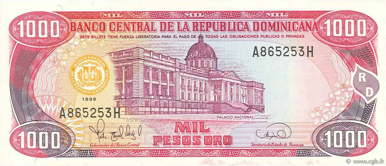 1000 Pesos Oro RÉPUBLIQUE DOMINICAINE  1996 P.158a UNC